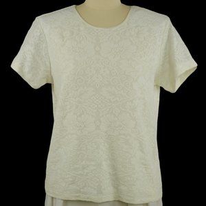 Karen Kane Ivory Floral Overlay Top